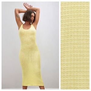 NWT. Zara Yellow Pointelle Knit Midi Slip Dress. Size S.